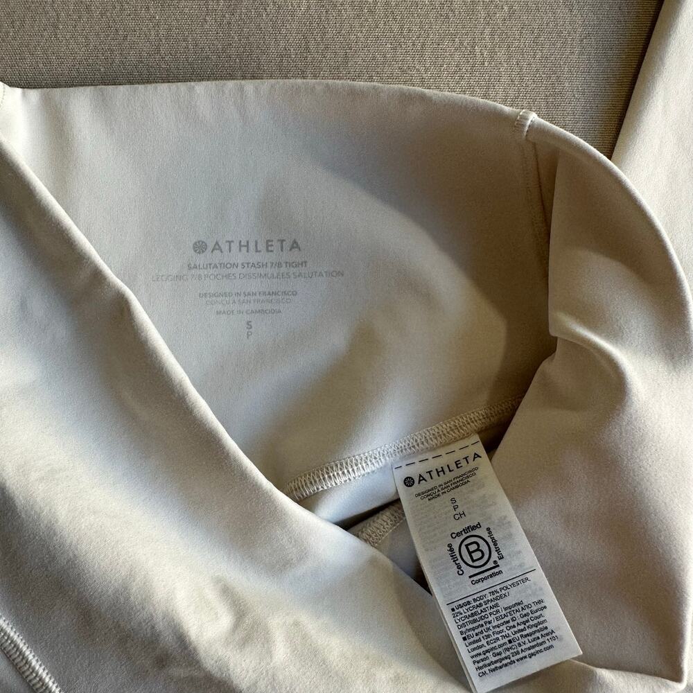 Athleta White Salutation Stash 7/8 Leggings - Picture 4 of 6